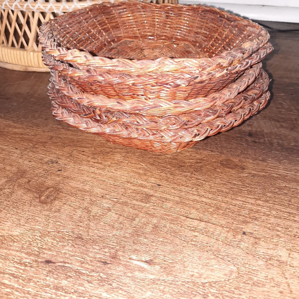 Woven Rattan Wall Basket Set - Brown